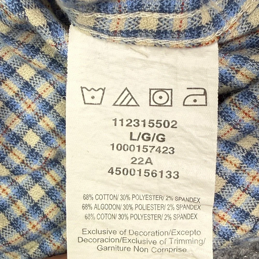 Wrangler Western Shirt Mens L Blue Plaid Stretch Cowboy Button Up Workwear